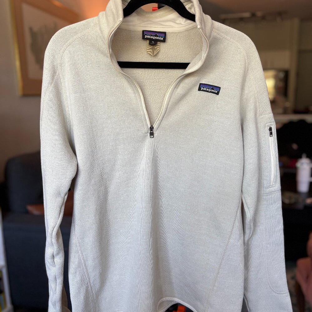 Womens Patagonia 1/4 zip better sweater fleece Pullover XL Cream